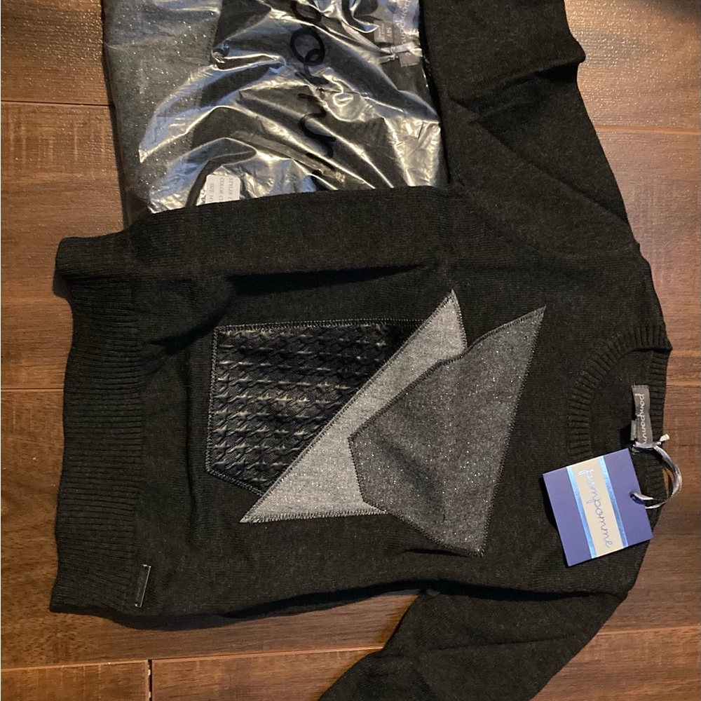 NWT Pompomme Patterned Black Gray Children's Designer Sweater, Various Sizes